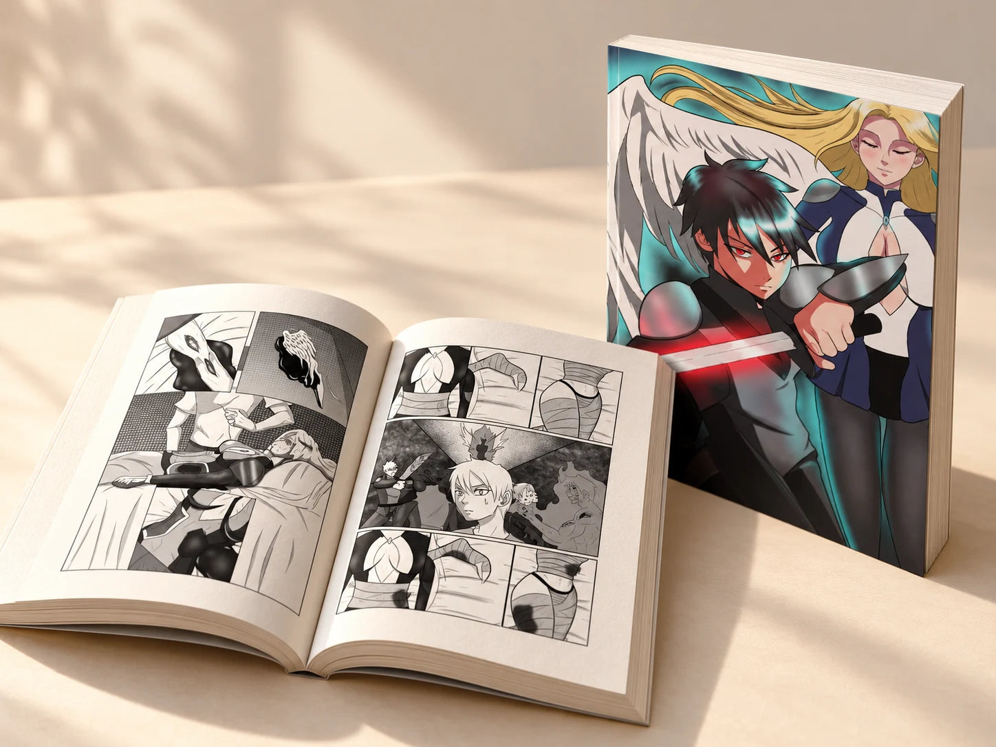 Presentación en mockup: Manga. Historias que cobran vida.